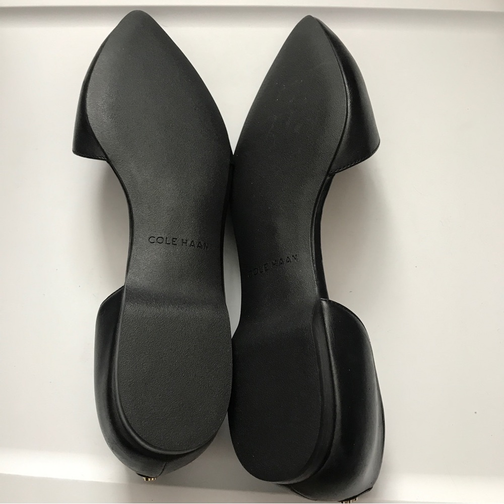 Black Pointed-Toe D'Orsay Flats -  Women's Dress Shoes - Picture 7 of 8